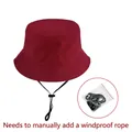 Chapeau bob rouge en coton avec cordon coupe-vent réglable pour le plein air - Adulte (56-58CM) / Avec Corde Coupe-vent / Bordeaux