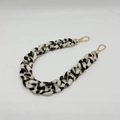 Detail of zebra pattern acrylic chunky chain with glossy gold lobster clasps for bags - Acetate Coffee