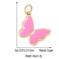 Detailed view of a pink butterfly pendant with gold frame and copper zircon material - Pink Butterfly