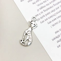 Vintage silver cat-shaped alloy charm with striped details for jewelry making - 9x25mm / Striped Cat