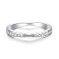 Anello a V in argento sterling S925 con pavé di zirconi cubici scintillanti e design a onda - US 5 / Argento