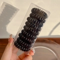 Spiral telephone wire hair ties in black finish, packaged in a clear plastic box - 9Pcs【Boxed】 / Black