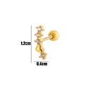 Golden heart stud earring with four round white zircons in a curved fashion design - 10# Golden
