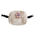 Porta fazzoletti in peluche bianco per auto con fiore rosa e fibbia regolabile - Fiore a 5 Petali Rosa Chiaro