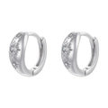 Macro detail of silver stud earrings featuring sparkling sunburst star cubic zirconia - VE1471 Starburst Ring / White Gold