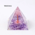 Orgone crystal pyramid TREE002 with purple and pink stones and copper life tree - TREE002-Tree of Life/Purple+Pink Stones