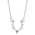 Silver tone elk antler necklace with delicate pearl accent and O-chain for women - Silver 3370