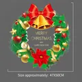 Detailed Christmas wreath wall sticker with golden Merry Christmas text for glass decor - Colorful Christmas Wreath / 47x50cm