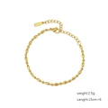 Pulsera de cadena con cuentas ovaladas de acero inoxidable bañada en oro de 18K con cierre - Chapado en Oro de 18K / Dorado