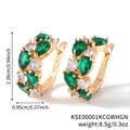 Boucles d'oreilles dorées avec oxydes de zirconium verts et blancs taille poire - KC Or Blanc + Zircon Vert