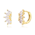 Goldene Creolen mit Marquise-Zirkonia und S925 Silberstift im eleganten Blatt-Design - Weißer Zirkonia