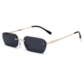 Lunettes de soleil sans monture rectangulaires verres gris foncé et branches en métal doré - Monture Dorée Verres Gris Noir