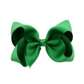 Green 4-inch grosgrain ribbon bow hair clip for children with textured fabric finish - Green (#35)