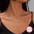 Collana a doppio strato in argento sterling 925 per donna con pietre di zircone cubico - Collana in Zirconia a Doppio Strato (KN1001775)
