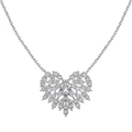 Elegant S925 sterling silver heart-shaped necklace with sparkling zircon stone inlay - Heart Necklace (DY190785-S-W-WH)
