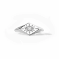 S925 Sterling Silber Ring mit bösem Auge Motiv und geometrischem Sonnenstrahl Design - US-Größe 6 / Weißgold
