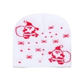 Detail of white knit beanie showing red Santa Claus and snowflake jacquard patterns - M (56-58cm) / Santa Gift White Style (I)