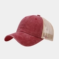 Gorra de béisbol lavada vintage con malla transpirable trasera en color burdeos - Ajustable / Burdeos