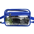 Transparent PVC belt bag with blue fabric trim featuring a single zipper compartment - Blue