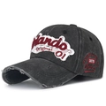 Berretto da baseball vintage grigio antracite con ricamo Orlando ed effetto consumato - Regolabile / Nero