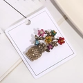 Detailed close-up of a vintage flower bouquet brooch with multicolored rhinestones - Style 3 (Multicolor Flower Bouquet)