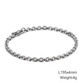Pulsera de cadena Rolo de acero pulido de 4 mm con cierre de langosta, largo 195 mm - Plata 195x4mm (KB126641-Z)