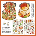 DIY scenery sticker set featuring Hot Pot Shop theme with PET material and scene card - Heatwave Hotpot