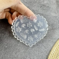 Detailed heart-shaped silicone mold featuring maple and ginkgo leaf patterns for nail art - #002 Maple Ginkgo Heart Mold