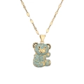 Collana dorata con ciondolo a forma di orsetto impreziosito da cristalli blu lucidi - Turchese