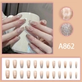 Rosa Marmor Ombré Kunstnägel mit Silberglitzer, lange Ballerina-Form, Set mit 24 Stück - Nude Smudge Silber Glitzer Ballerina Stil (A862)