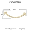 Detalle de dimensiones del colgante smile en oro de 18k con circonitas cúbicas - Conector de Cruz de Sonrisa Dorado