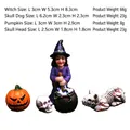 Halloween miniature resin set featuring a witch, pumpkin, skull, and skeleton dog figure - Witch Pumpkin 4-Piece Ornament Set
