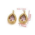 Pink crystal teardrop pendant with gold stainless steel frame for DIY necklace making - Pink