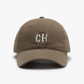 Dark brown baseball cap with white CH letter embroidery and wide brim for outdoor sun protection - Adjustable / Dark Khaki