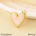 Ciondolo a cuore in smalto rosa con bordo dorato a perline per gioielli fai da te - Oro (KLJ11048-ZLA)