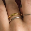 Minimalist bicolor stackable titanium steel rings in gold and silver finish for women - US 6 / Gold and Silver Two-tone