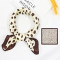 Beige silk-like square scarf with brown polka dot leopard print tied in a knot - 05-Beige Brown Polka Dots / 50*50CM