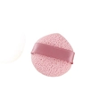 Pink round sponge face cleansing puff with ribbon handle for makeup removal - Small Teardrop Cleansing Puff / Bulk Packaging / Pink