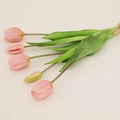 Hand-tied bouquet of five soft touch pink artificial tulips with rustic twine binding - 5 Stems Bundle / Light Pink