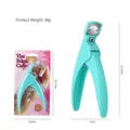 Coupe-ongles en U vert menthe pour faux ongles avec dimensions et vue emballage - Emballage sur carte / Vert