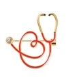Creative gold stethoscope brooch with red heart enamel and sparkling white rhinestone - Red Heart Stethoscope