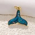 Deep blue resin fish tail pendant with gold plating and sequins for DIY jewelry - A0177 Whale Tail (Dark Blue)