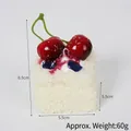 Faux square mousse cake model with red cherries and textured white surface 6.5cm - White Mousse Cake (Square)