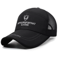 Men's black mesh baseball cap with outdoor embroidery and breathable mesh panels - Black