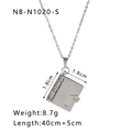 Silver book locket necklace with hollow heart detail on a delicate stainless steel chain - Silver Book Locket (NB-N1020-S)