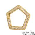 Golden pentagon jewelry connector with clear cubic zirconia micro-pave setting - Style 38: Copper Micro-set Zircon Connecting Clasp