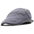 Detail of gray cotton flat cap with metal side buckle and precise stitching - 56-59cm(Adjustable) / Gray