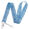 Blue Evil Eye pattern fabric lanyard with durable metal swivel hook and string loop - YZ645-10 (Lanyard)