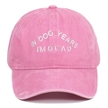 Roze gewassen katoenen baseballpet met 'In Dog Years I'm Dead' borduursel - Verstelbaar / Roze