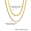 18k gold plated stainless steel double-layered necklace set with snake and twist chains - Double Layer (50cm+55cm) / Gold